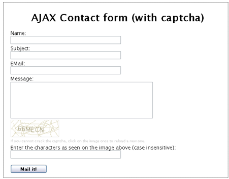 AJAX Contact form (with captcha)