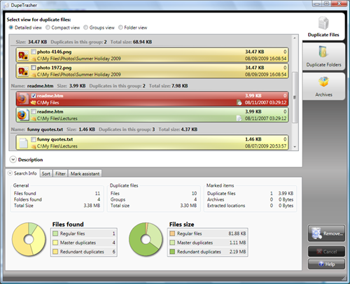 DupeTrasher 2009 - Download Software duplicate files